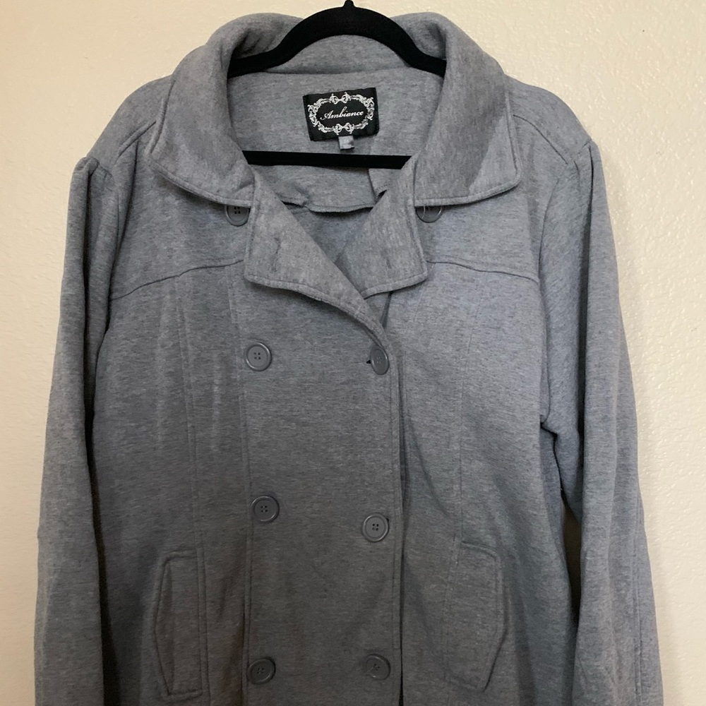 Plus Size Grey Knit Pea Coat